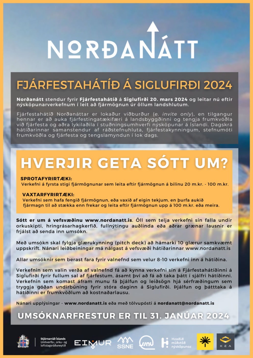 Fjárfestahátíð Norðanáttar 2024 - Opið fyrir umsóknir