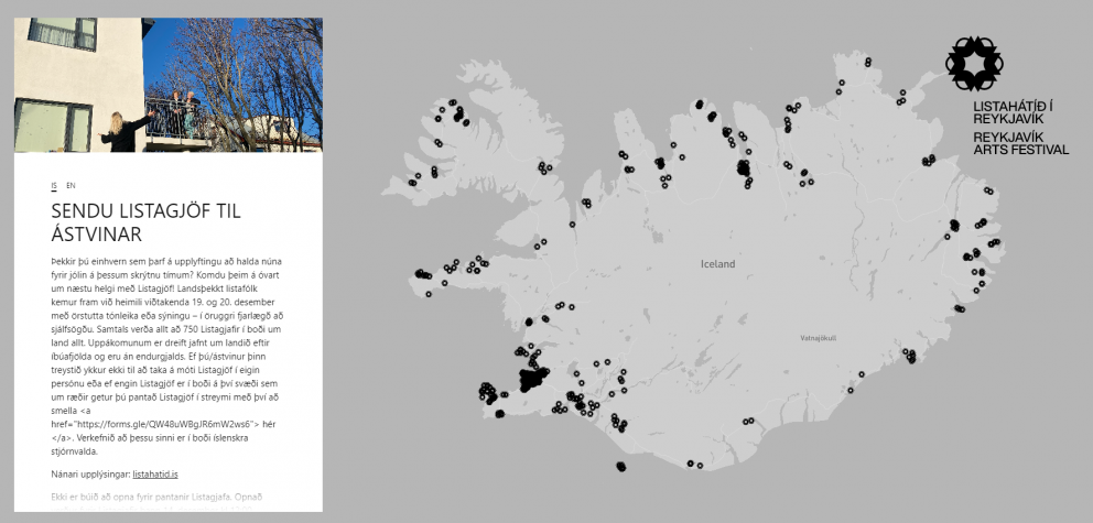 Listagjöf um land allt
