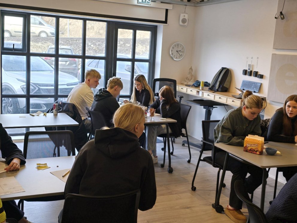 Fulltrúar ungmennaráða Norðurþings, Langanesbyggðar og Þingeyjarsveitar að störfum á Stéttinni á Hús…