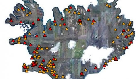 Mynd af hleðslustöðvum tekin af kortasjá Orkustofnunar